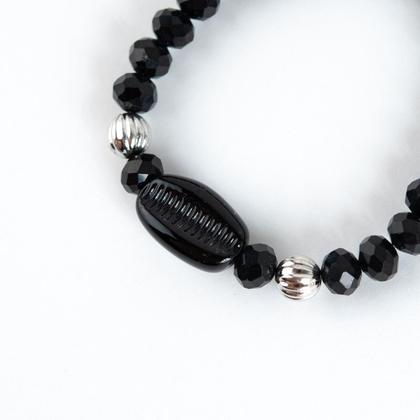 Imagem de Pulseira Exu Búzios Preto com Cristais e Silicone