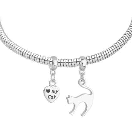 Imagem de Pulseira Gato Berloque Banhado a Prata 925