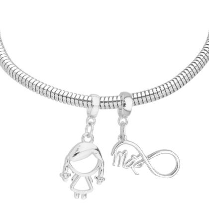 Imagem de Pulseira Mãe e Filha Berloque Banhado a Prata 925