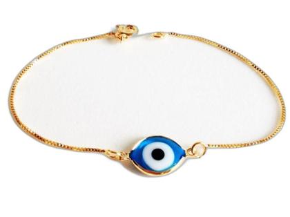 Imagem de Pulseira Olho Grego Lembrança Delicada Folheado Ouro 18k