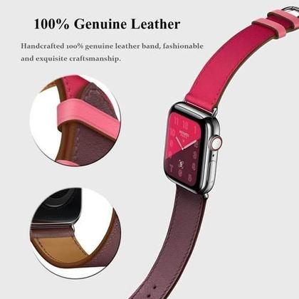 Imagem de Pulseira para Apple Watch 42mm 44mm Cour o genuino Premium Marrom e Rosa iCarer Original