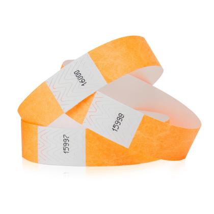 Imagem de Pulseiras WristCo Neon Orange Tyvek 1.000 para eventos