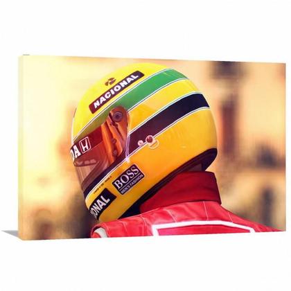 Imagem de Quadro Ayrton Senna Capacete decorativo com Tela em Tecido