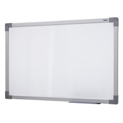 Imagem de Quadro Branco 90x60 cm Lousa Com Moldura MDF alumínio soft Stalo com porta caneta e apagador fixação invisivel (4009)