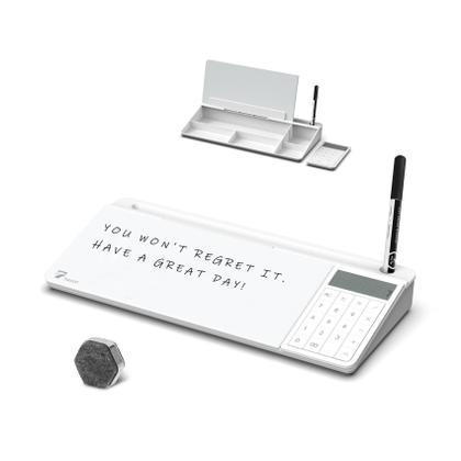 Imagem de Quadro branco de vidro de mesa TOWON com calculadora básica branca