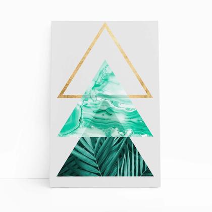 Imagem de Quadro Canvas Folhas E Formas Geométricas Triângulo 60X40Cm