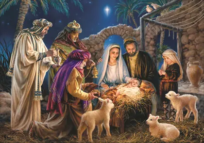 Imagem de Quadro Com Moldura Religiosos Presépio de Natal Natividade de Jesus