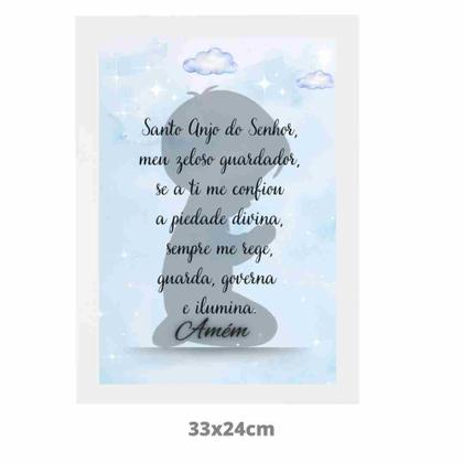 Imagem de Quadro decorativo Oração Santo Anjo do Senhor com Moldura e Proteção 33x24cm - B