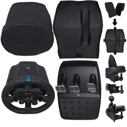 Imagem de Qualicapas Capas Protetoras Compatíveis com Volante, Base, Pedal e Capa para Câmbio G29 G920 G923 Driving Force Shifter Simulador Gamer Logitech