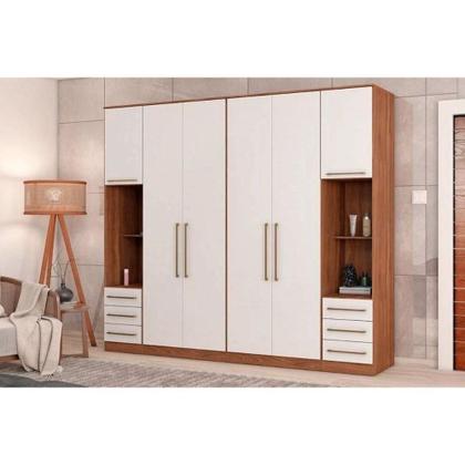 Imagem de Quarto Casal Modulado Irlanda 4 Peças (2 Armários + 2 Complementos) QCM165 Amendola/Branco - Demóbile