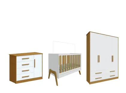 Imagem de Quarto Completo Infantil Moveis Peroba Guti Charlo MDF