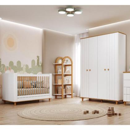 Imagem de Quarto de Bebê Completo Berço e Guarda Roupa 4 Portas 100 MDF Lívia Permobili