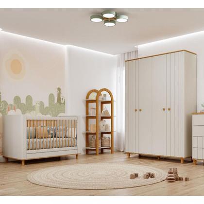 Imagem de Quarto de Bebê Completo Berço e Guarda Roupa 4 Portas 100 MDF Lívia Permobili