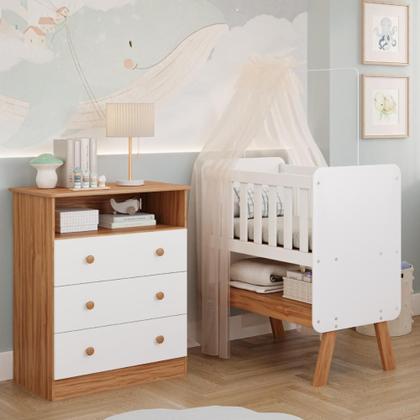 Imagem de Quarto de Bebê Completo Mini Berço Faura Gaveteiro Smim 100% MDF