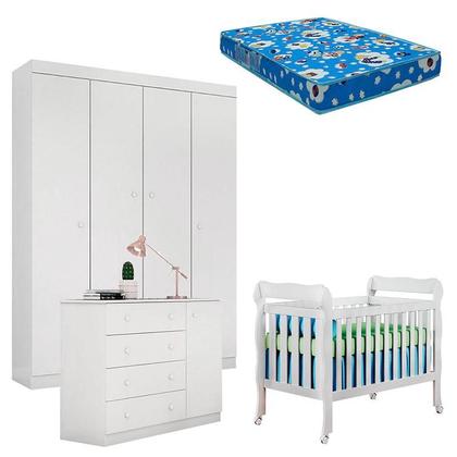 Imagem de Quarto de Bebê Helena com Berço Lila Branco Brilho com Colchão Phisical  Phoenix