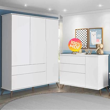 Imagem de Quarto De Bebe Retro Com Guarda Roupa + Comoda Melinda