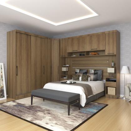 Imagem de Quarto de Canto Casal com Guarda Roupas Cabeceira e Mesas de Cabeceira Paris Luciane Móveis