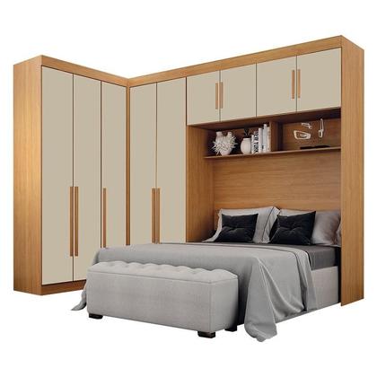 Imagem de Quarto de Casal Modulado 9 Portas Orion Cinamomo Off White  Leifer Móveis