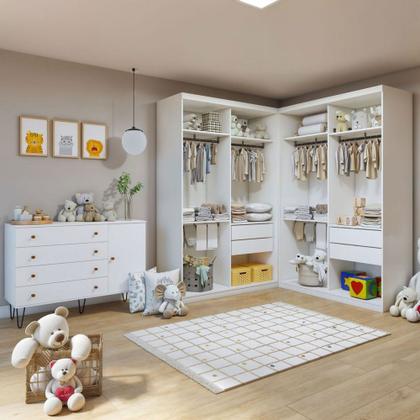 Imagem de Quarto Infantil Completo Seraphina 1 Porta 8 Gavetas Branco Aurora - Minastex