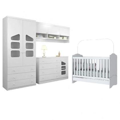 Imagem de Quarto Infantil de Bebê Completo Berço + Cômoda + Roupeiro + Armário Aéreo Módulo 100% MDF - Phoenix Baby