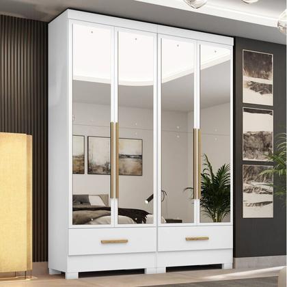 Imagem de Quarto Modulado 2 Peças 4 Portas 2 Gavetas com Espelhos Smart Plus Espresso Móveis