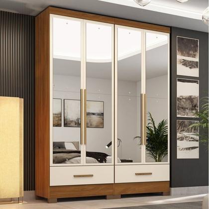 Imagem de Quarto Modulado 2 Peças 4 Portas 2 Gavetas com Espelhos Smart Plus Espresso Móveis