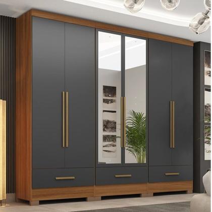 Imagem de Quarto Modulado 3 Peças 6 Portas 3 Gavetas com Espelhos Smart Plus