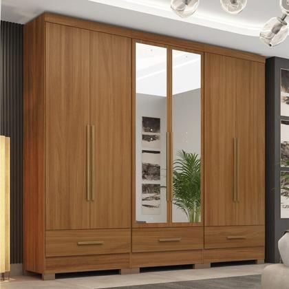 Imagem de Quarto Modulado 3 Peças 6 Portas 3 Gavetas com Espelhos Smart Plus