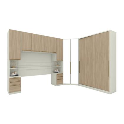 Imagem de Quarto Modulado Casal 5 Peças Seletto Areia/Jequitibá