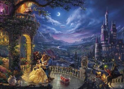 Imagem de Quebra-cabeça Ceaco Thomas Kinkade Disney A Bela e a Fera