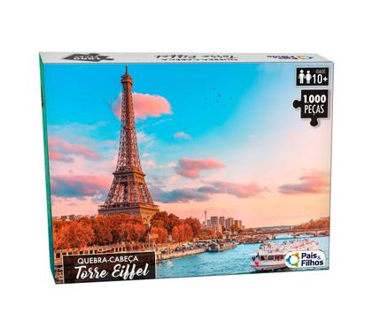 Imagem de Quebra cabeça  com 1000 peças torre eifel puzzle colorido