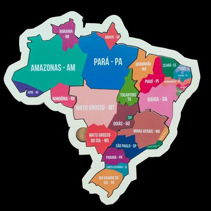 Imagem de Quebra Cabeça Mapa Brasil Regiões Madeira 5 Peças Educativo