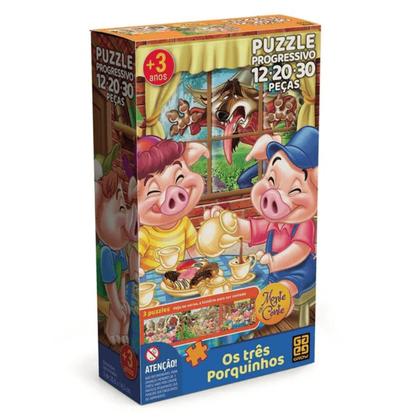 Imagem de Quebra Cabeça Progressivo Os Três Porquinhos Grow 03561