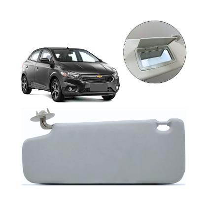 Imagem de Quebra-sol cinza direito Onix / Prisma / Cobalt / Spin - 2012 a 2019 / Montana 2015 a 2020 - Com espelho