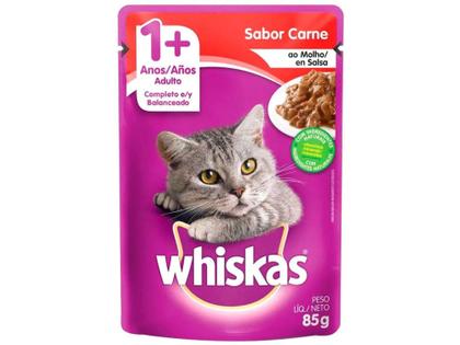 Imagem de Ração Úmida para Gato Adulto Sachê - Whiskas Carne ao Molho 85g