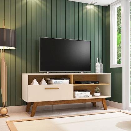Imagem de Rack Bancada Paladio TV 55 Pol. Sala Com Pes de Madeira