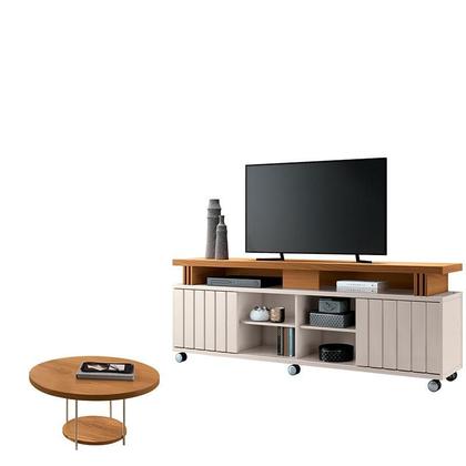 Imagem de Rack Bancada Rivera 1.8 com Mesa de Centro Sky Cinamomo Off White  HB Móveis