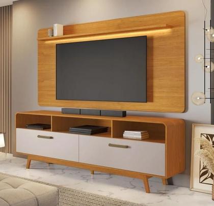 Imagem de Rack Com Painel Tv 70" Cristal JCM Movelaria - Cinamomo/Off