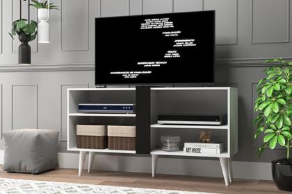 Imagem de Rack P/ TV Até 43" Duque com Duas Prateleiras - Cor Branco com Preto
