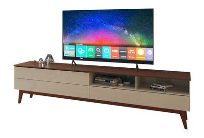 Imagem de Rack para TV Wall 1.8 Off White com Freijó - MoveisAqui