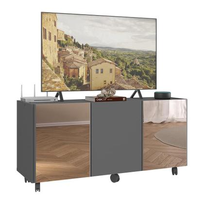 Imagem de Rack TV até 32 Polegadas 3 Portas com Rodízios e Espelhos Multimóveis MP1076