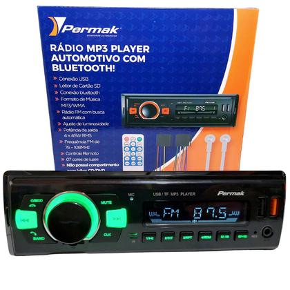 Imagem de Radio para Carro Mp3 Player Automotivo com Bluetooth Usb Radio 4X45W Permak Aparelho Reprodutor de Música Conectividade Carro