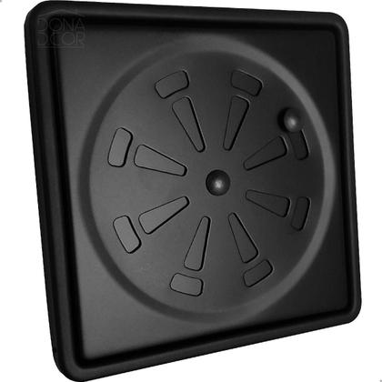 Imagem de Ralo E Porta Grelha Preto Fosco Inox 10x10 Quadrado Kit Banheiro Tampa Abre e Fecha Rotativo Com Fecho Caixilho Suporte Grelha Tampa Caixa Sifonada