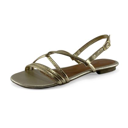 Imagem de Rasteirinha Feminina Sandália Tiras Moda Verão Atemporal Bico Redondo Com Fivela JCL STORE