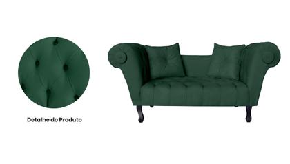Imagem de Recamier Decorativo Divã Dubai Suede Verde Pés Madeira Ms Decor