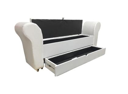 Imagem de Recamier puff baú sapateira com braços e gaveta 1,38 cm para cama box padrão - branco