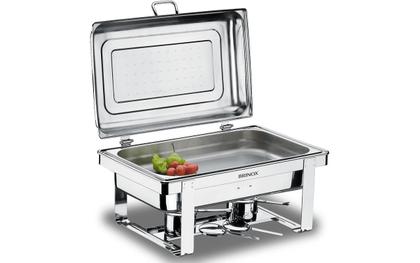 Imagem de Rechaud Retangular Com Banho Maria E Cuba 1/2 Brinox Savoy 23 x 57 x 36 cm Aço Inox