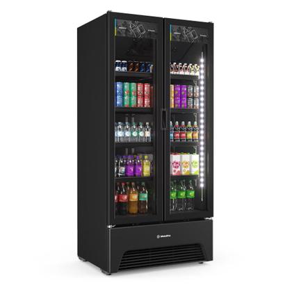 Imagem de Refrigerador Expositor Vertical Bebidas Duas Portas Vidro 691L VB70AH All Black 220V - Metalfrio