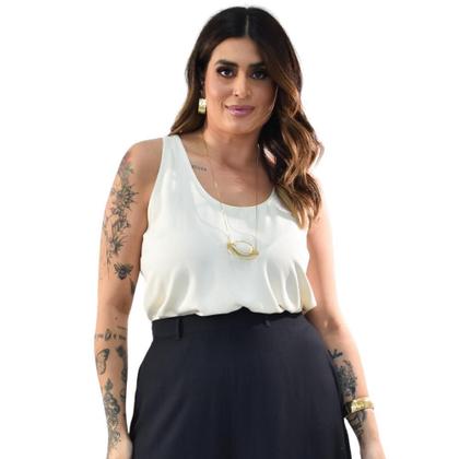 Imagem de Regata Barra Arredondada Viscose Crepada Plus Size 42 Ao 52