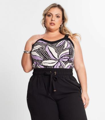 Imagem de Regata Feminina Plus Size Estampada Secret Glam Roxo